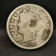 5 CENTS LIBERTY NICKEL AVEC CENTS 1890 USA - 1883-1913: Liberty