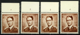 België 1068A.P3 ** - Plaatnummers 1-2-3-4 - Fosfor - ....-1960