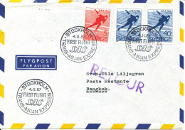 Sweden Aerogramme First SAS Trans-Asian Express Flight Stockholm - Bangkok 4-11-1967 - Covers & Documents