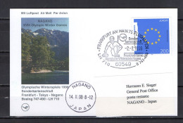 Germany 1998 Olympic Games Nagano Commemorative Flight Postcards To Japan - Hiver 1998: Nagano