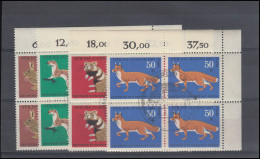 299-302 Jugend Pelztiere 1967, ER-Vbl. Oben Rechts, Satz ESSt Berlin - Used Stamps