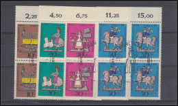 348-351 Wofa Zinnfiguren 1969, OR-Viererblöcke, Satz ESSt Berlin - Used Stamps