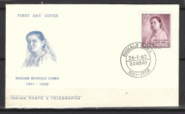 INDE. N°138 Sur Enveloppe 1er Jour (FDC) De 1962. Bhikaiji Cama. - FDC