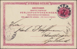 Postkarte P 20 SVERIGE-SUEDE 10 Öre, GÖTEBORG 19.2.1896 Nach REUTLINGEN 21.2.96 - Ganzsachen