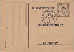 Militärpost MILITÄRBREVKORT Ausstellung STOKHOLMIA'74, SSt Und Eintrittskarte - Ganzsachen