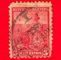 ARGENTINA - Usato - 1899 - Simboli Della Repubblica - Allegoria, Libertà Seduta - 5 - Oblitérés