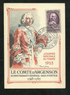 Carte Maximum Illustrée Premier Jour Maison Carrée Cachet Illustré Le 14/03/1953 Le N°303 Comte D'Argenson JT 1953  TB - Maximum Cards