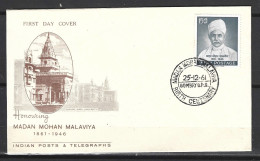 INDE. N°135 De 1961 Sur Enveloppe 1er Jour. Madan Malaviya. - FDC