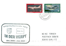 (Freg 3)BRD Cachetumschlag FREGATTE "KARLSRUHE"F212 - Oktober 2000-Januar 2001 IN DER WERFT" MiF BRD TST 2001 - Schiffe