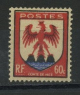 FRANCE -  ARMOIRIE CONTE DE NICE - N° Yvert  758** - 1941-66 Wappen