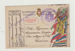 FRANCHIGIA POSTA MILITARE DEL 1918 - ANNULLO CENSURA VIAGGIATA VERSO TORINO WW1 - Portofreiheit