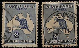 ZA0030g -  AUSTRALIA    - STAMP - SG# 36 + 36b  Used - KANGAROOS - Used Stamps