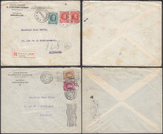 Belgique 1923 - Lot 2 Lettres, Dont 1 Recommandée De Bruxelles à Destination Bruxelles. Emission "Houyoux"(EB) DC-12536 - Gebruikt