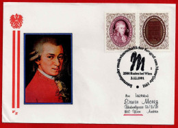 Brief Mit Stempel 2500 Baden Bei Wien - Int. Musikwissentschaftlicher Kongreß Zum Mozartjahr 1991  Vom 3.12.1991 - Lettres & Documents