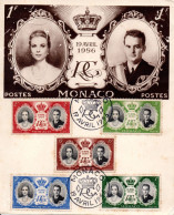 MONACO -- MONTE CARLO -- Série Sur Carte Oblitéré 19 Avril 1956 -- Mariage Du Prince Rainier III Avec Grace Kelly - Used Stamps