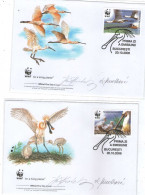 2006 Romania, 4 WWF FDC With Autograf By Painters Mr.Knotek And Ms. Knotkova - FDC