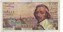 BILLET 1000 FRANCS RICHELIEU - Du 3 Novembre 1955 -  état : 6.5/10 - TTB - 20 F 1942-1950 ''Pêcheur''