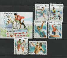 Cambodia 1994 Olympic Games Atlanta, Equestrian, Football Soccer, Rowing Etc. Set Of 6 + S/s MNH - Summer 1996: Atlanta