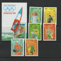 Cambodia 1996 Olympic Games Atlanta, Football Soccer, Tennis, Volleyball, Windsurfing Etc. Et Of 6 + S/s MNH - Zomer 1996: Atlanta