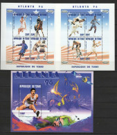 Chad - Tchad 1996 Olympic Games Atlanta, Space, Judo, Football Soccer, Cycling Etc. Set Of 2 Sheetlets + S/s MNH - Sommer 1996: Atlanta
