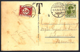 DU LUXEMBOURG (CLERVAUX) - 1924 - TAXÉ À BRUXELLES -  - Cartas & Documentos
