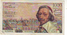 1000 FRANCS RICHELIEU - Du.1.12.1955. - C.214 - N°15433 TTB+ - 1 000 F 1953-1957 ''Richelieu''