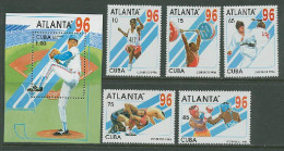 Cuba 1996 Olympic Games Atlanta, Baseball, Judo, Wrestling, Boxing Etc. Set Of 5 + S/s MNH - Verano 1996: Atlanta