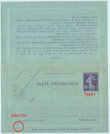 Entier FRANCE - Carte-lettre Pneumatique Date 734 Neuf ** - 30c Semeuse Violet - Pneumatische Post