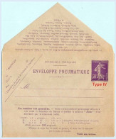 Entier FRANCE - Enveloppe Pneumatique Papier Gris Azuré Neuf ** - 30c Semeuse Violet - Pneumatiques