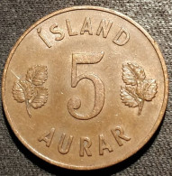 ISLANDE - ICELAND - 5 AURAR 1946 - KM 9 - ISLAND - IJsland