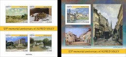 Liberia 2023, Art, Sisley, 4val In BF +BF IMPERFORATED - Liberia