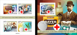 Liberia 2023, Aspirin, Red Cross, 4val In BF +BF IMPERFORATED - Liberia