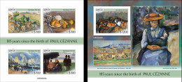 Liberia 2023, Art, Cezanne, 4val In BF +BF IMPERFORATED - Impresionismo