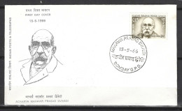 INDE. N°207 Sur Enveloppe 1er Jour (FDC) De 1966. Dvivedi. - Escritores