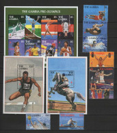 Gambia 1995 Olympic Games Atlanta, Equestrian, Fencing, Football Soccer, Cycling Etc. Set Of 8 + Sheetlet + 2 S/s MNH - Estate 1996: Atlanta