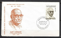 INDE. N°387 Sur Enveloppe 1er Jour (FDC) De 1973. Homme D'Etat. - FDC