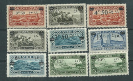 Syrie N° 179 / 87 X  Timbres Surchargés : La Série Des 9 Valeurs Trace De Charnière Sinon TB - Unused Stamps