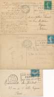 1924 OLYMPIADES  Semeuse Obl JEUX OLYMPIQUES De 3 Bureaux De Paris Lettre CP Carte Postale Cover 140 159 - Ete 1924: Paris