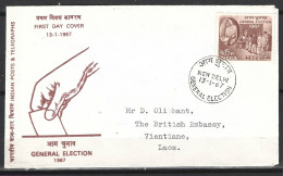 INDE. N°218 Sur Enveloppe 1er Jour (FDC) De 1967. Elections. - FDC