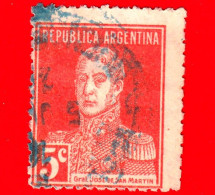 ARGENTINA - Usato - 1924 - José Francisco De San Martín (1778-1850) - 5 - Oblitérés