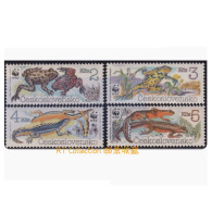 Czechoslovakia 1989 Set Endangered Amphibians Animals Frogs Frog Bombina Triturus Alpestris Toads Stamps MNH - Frogs