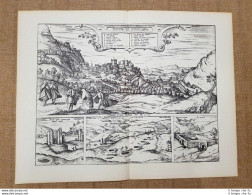 Veduta Dell'Alhambra Di Granada Spagna Anno 1588 Braun E Hogenberg Ristampa - Cartes Géographiques