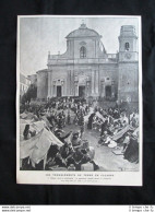 Terremoto In Calabria - Reggio,popolazione Davanti La Cattedrale Stampa Del 1905 - Altri & Non Classificati