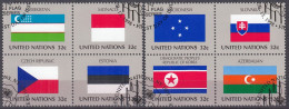 UNO NEW YORK  756-763, Herzstücke, Gestempelt, Flaggen, 1998 - Usados