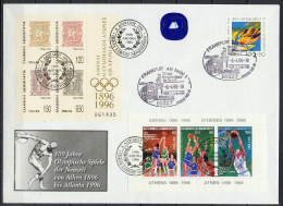 Greece / Germany 1996 Olympic Games Atlanta, Commemorative Cover With 2 S/s From Greece And German Stamp - Zomer 1996: Atlanta