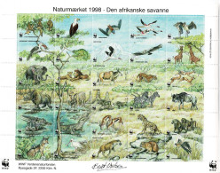 Denmark WWF 1998.  Sheet  With 30 Labels;  The African Savannah. - Altri & Non Classificati