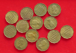 COLLECTION LOT GREAT BRIATIN THREEPENCE 13PC 89G #xx40 1468 - Verzamelingen