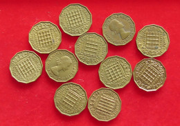 COLLECTION LOT GREAT BRIATIN THREEPENCE 11PC 76G #xx40 1467 - Verzamelingen