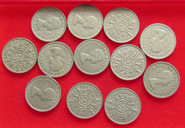 COLLECTION LOT GREAT BRIATIN 2 SHILLINGS 12PC 135G #xx40 1448 - Verzamelingen