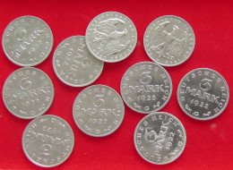 COLLECTION LOT GERMANY WEIMAR 3 MARK 10PC 21G #xx40 1115 - Colecciones